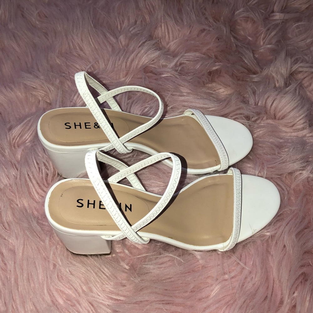 SHEIN White Block Heels
